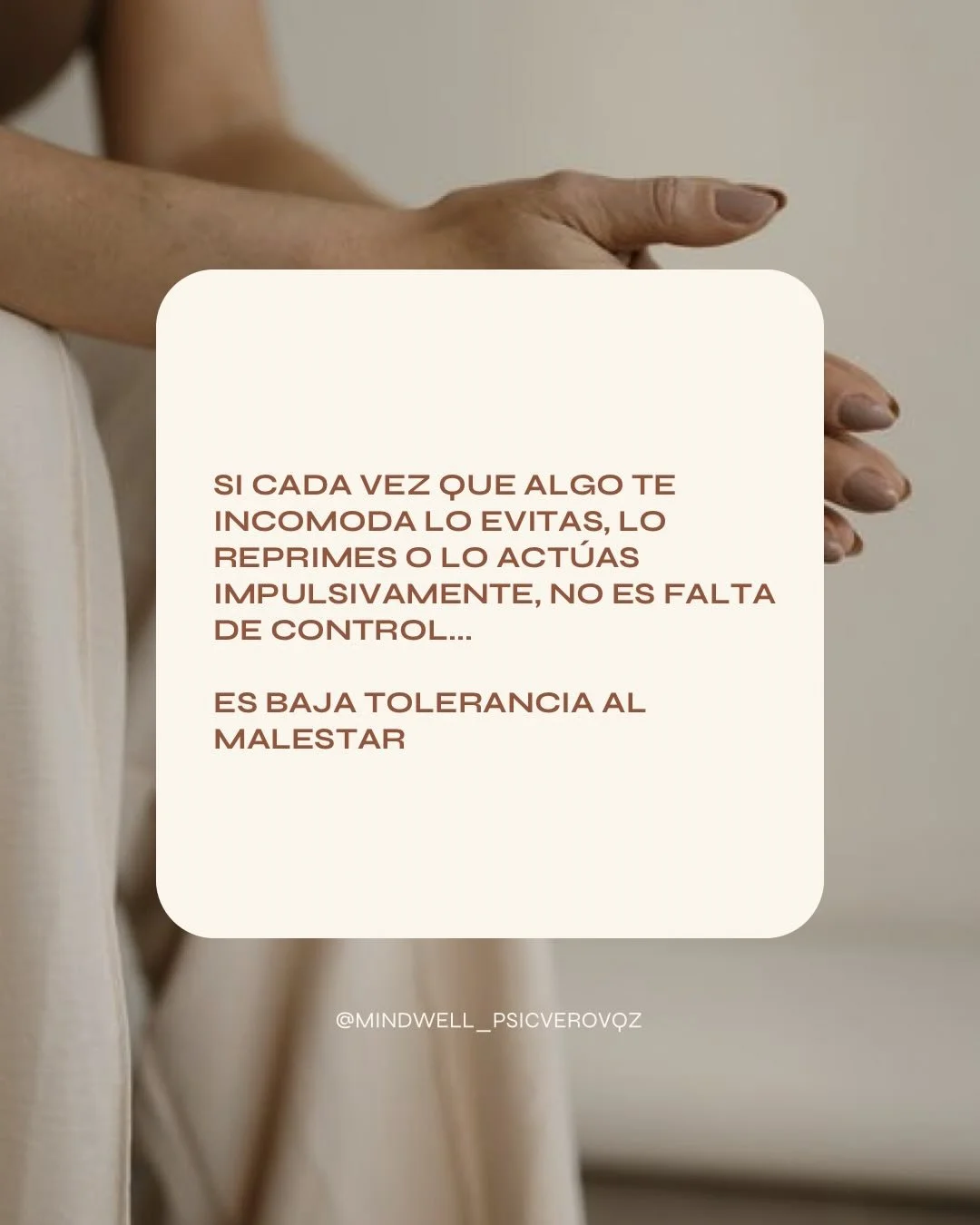 La baja tolerancia al malestar est&aacute; en la base de muchos patrones cl&iacute;nicos: procrastinaci&oacute;n, dependencia emocional, impulsividad, abandono de metas, reca&iacute;das&hellip; 

Cuando desarrollas tolerancia al malestar:

&ndash; Am