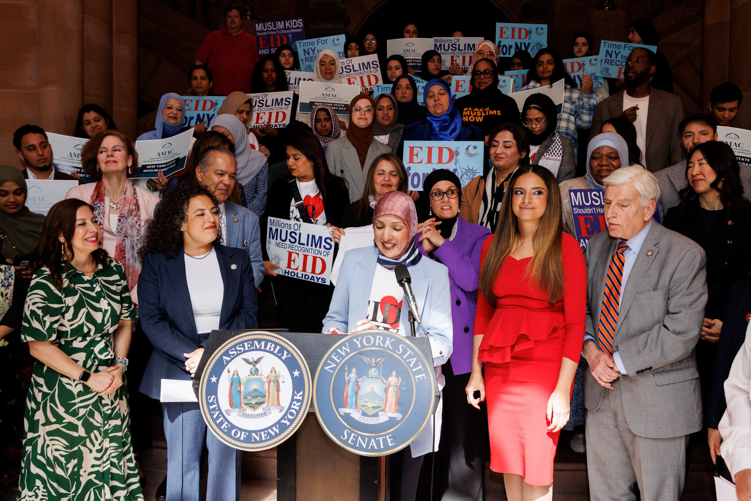 Dr. Uzma Syed of Eid Day Coalition addressing 2026 NYS Muslim Advocacy Day
