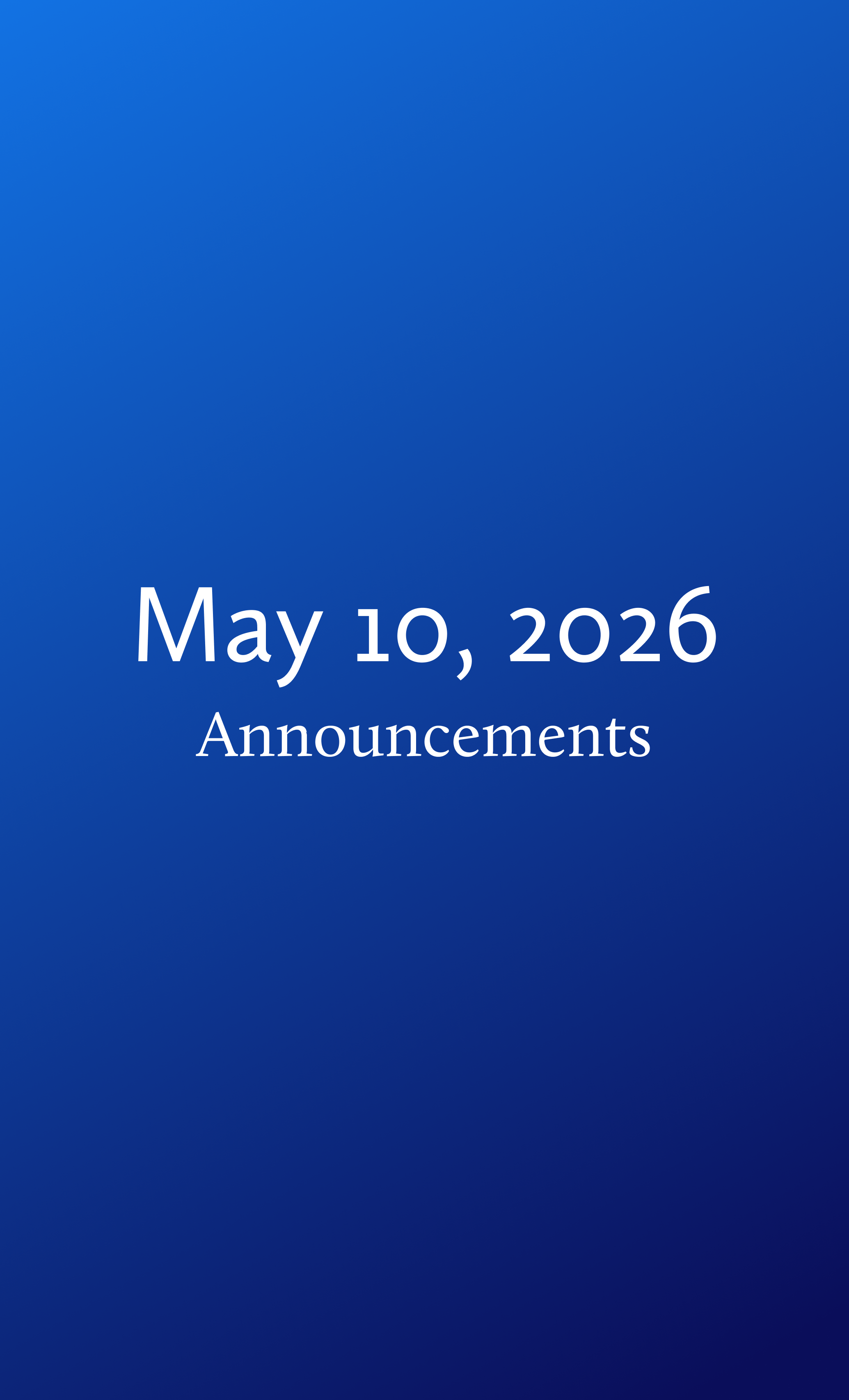 Announcements for Sunday, May 10, 2026