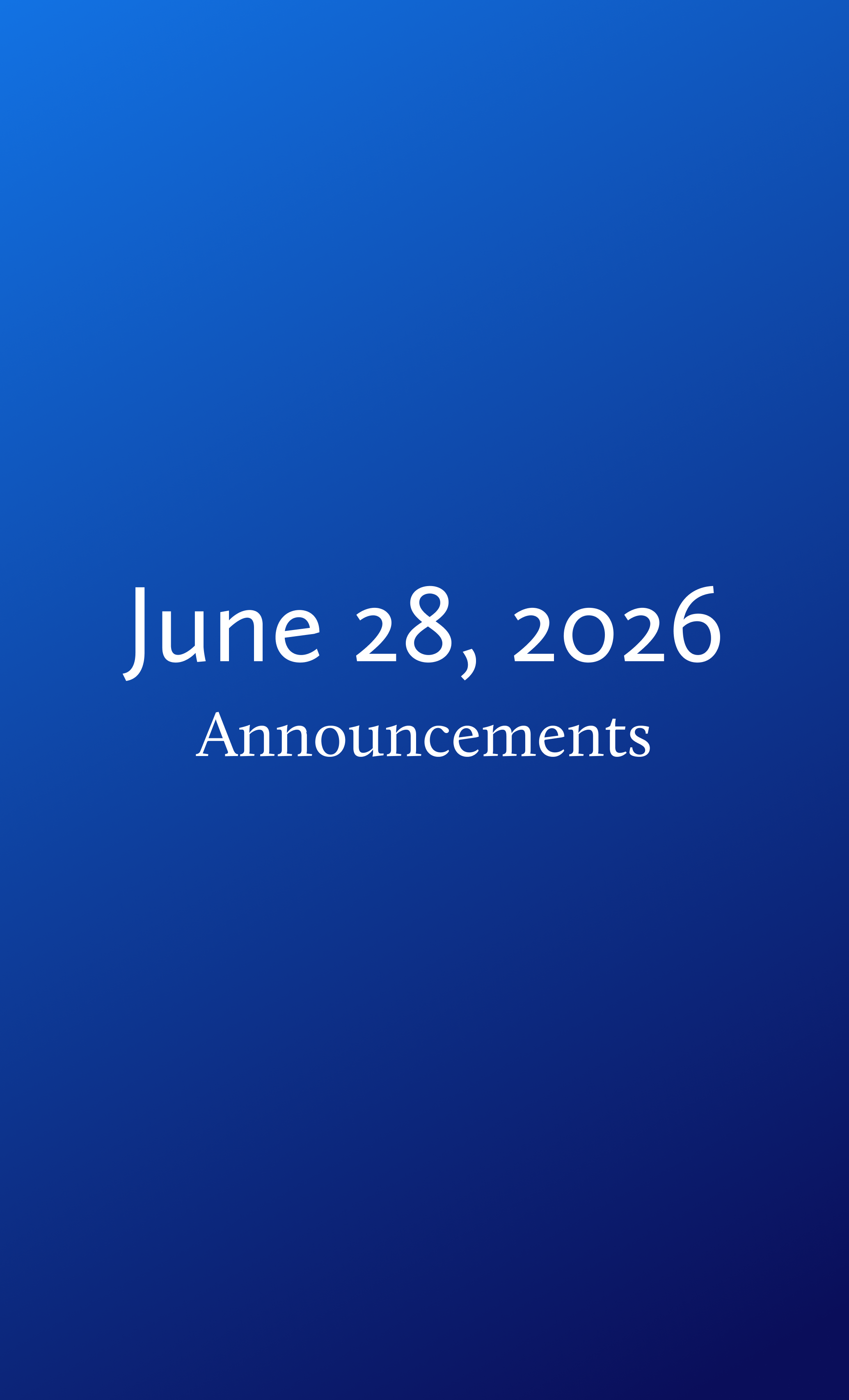 Announcements for Sunday, June 28, 2026