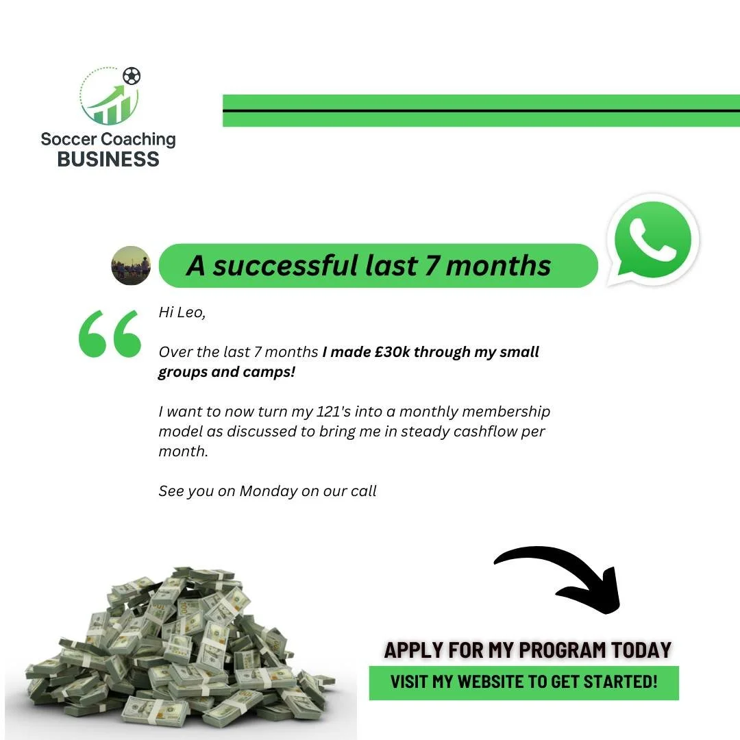 Big Win Update 

Over the last 7 months, I&rsquo;ve generated &pound;30k through my small groups and camps 

Now, I&rsquo;m ready to level up 
The next step: turning my 121&rsquo;s into a monthly membership model to create steady, reliable cashflow e