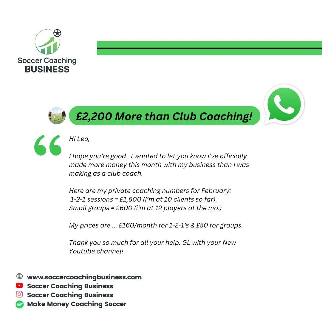 &pound;2,200 MORE than club coaching this month&hellip; 🇬🇧

One of our UK coaches just crossed a huge milestone:
✅ 10 x 1-2-1 clients = &pound;1,600/month
✅ Small groups = &pound;600/month
💰 Total: &pound;2,200+

And that&rsquo;s with prices of ju