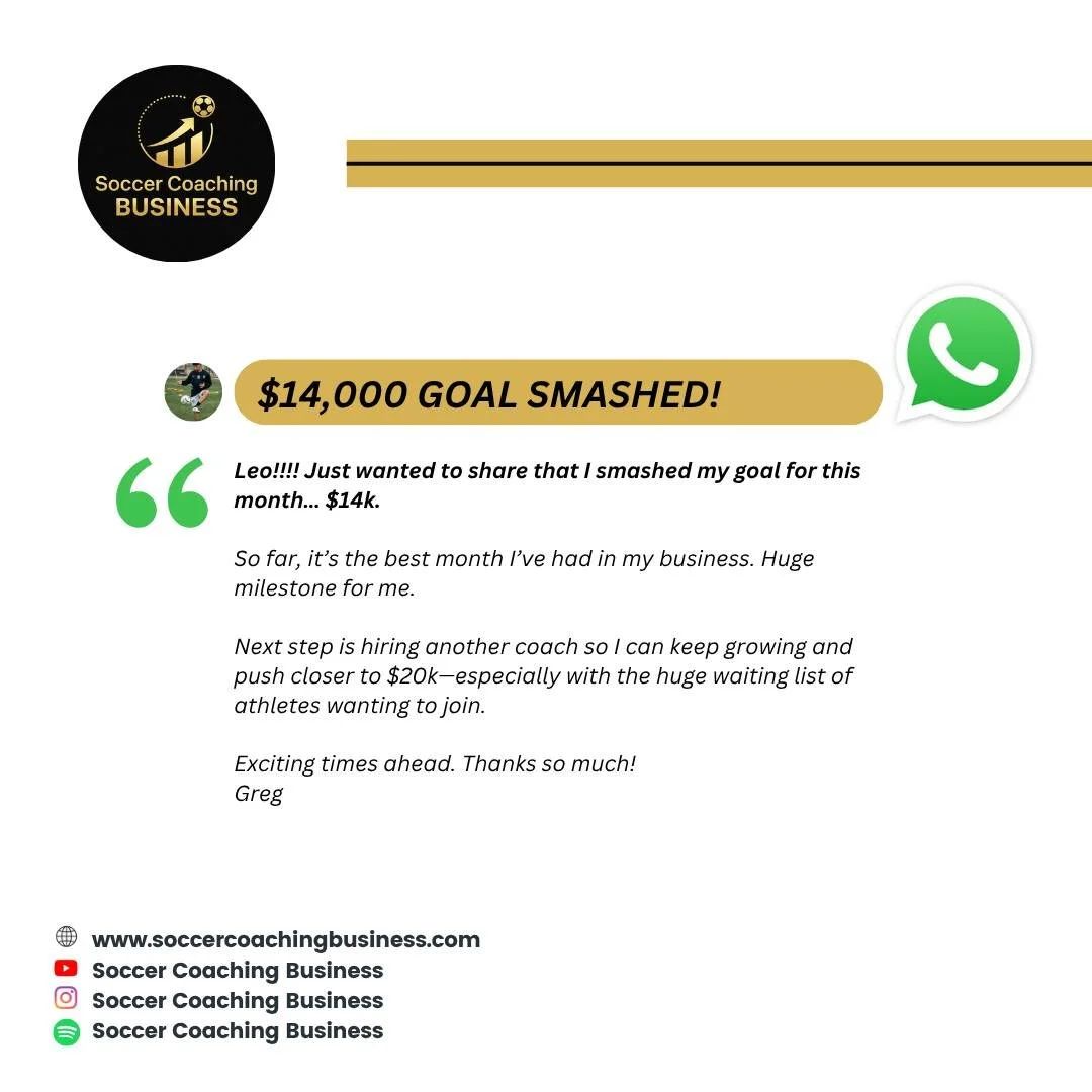 Big goals. Bigger vision.

If you want to build a $14k&ndash;$20k/month soccer coaching business like this, drop me a DM and let&rsquo;s chat

#SoccerCoach #FootballCoach #FootballTraining #SoccerTraining #SportsPerformance #SportsCoaching #SoccerCoa