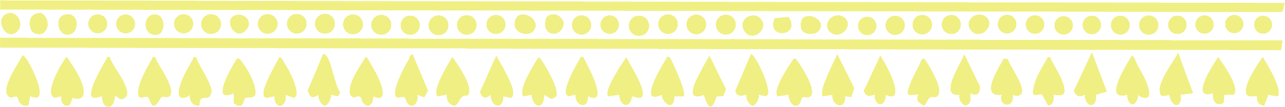 Close-up of a decorative black and yellow felt strip with various patterns including circles, lines, and spades.