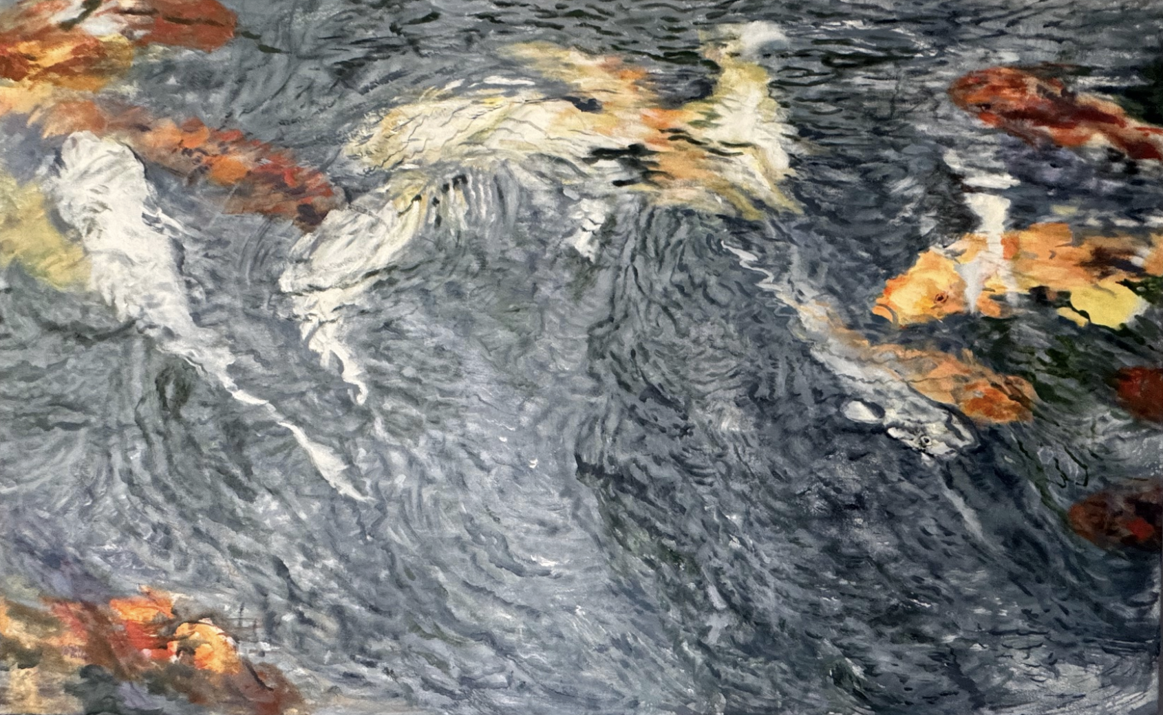 Carol Nies Bilderr - KOI 
Acrylic 
60”W x 48”H
 $9.500