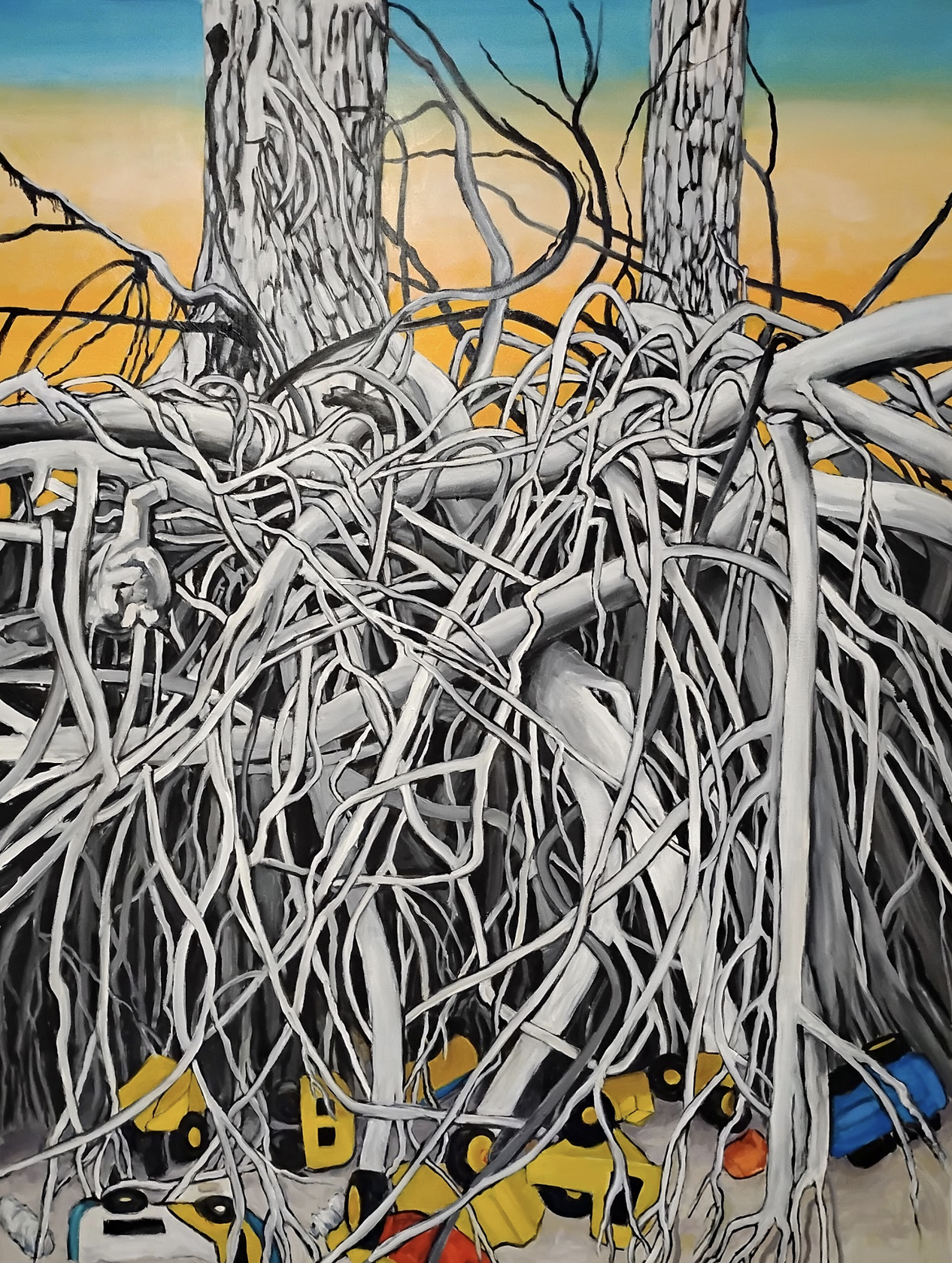 Jeanine Hill-Soldner  ENTANGLEMENT
Oil on Canvas
54" W x 72" H
$15,000