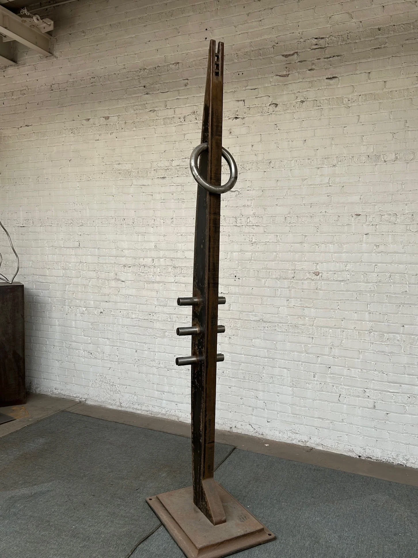 Brian Monaghan - IMPLEMENT SERIES 1
Stainless steel and steel painted black
20”W x 27”D x 104”H 
800 lbs - OUTDOORS
 $17,250