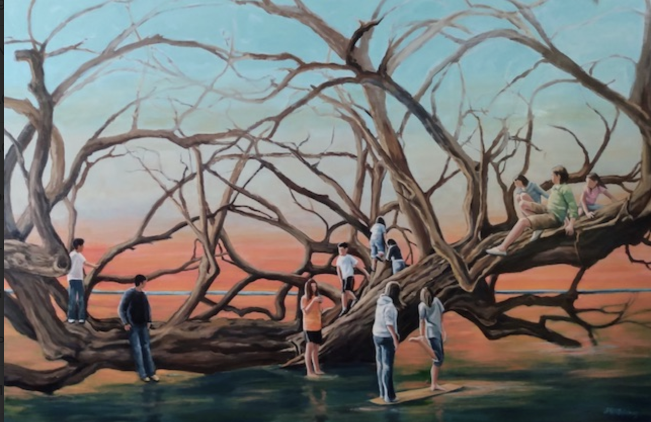 Jeanine Hill-Soldner  OF THE MOMENT AND THE FUTURE
Oil on Canvas
48" W x 72" H
$11,500