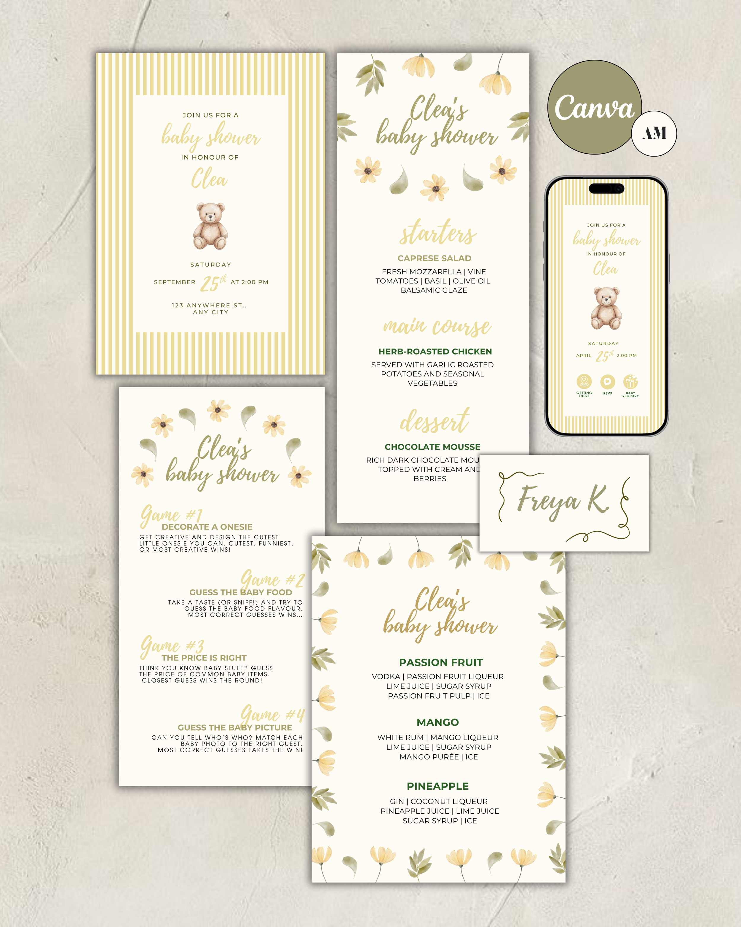 Honey Bear Baby Shower Stationery Bundle