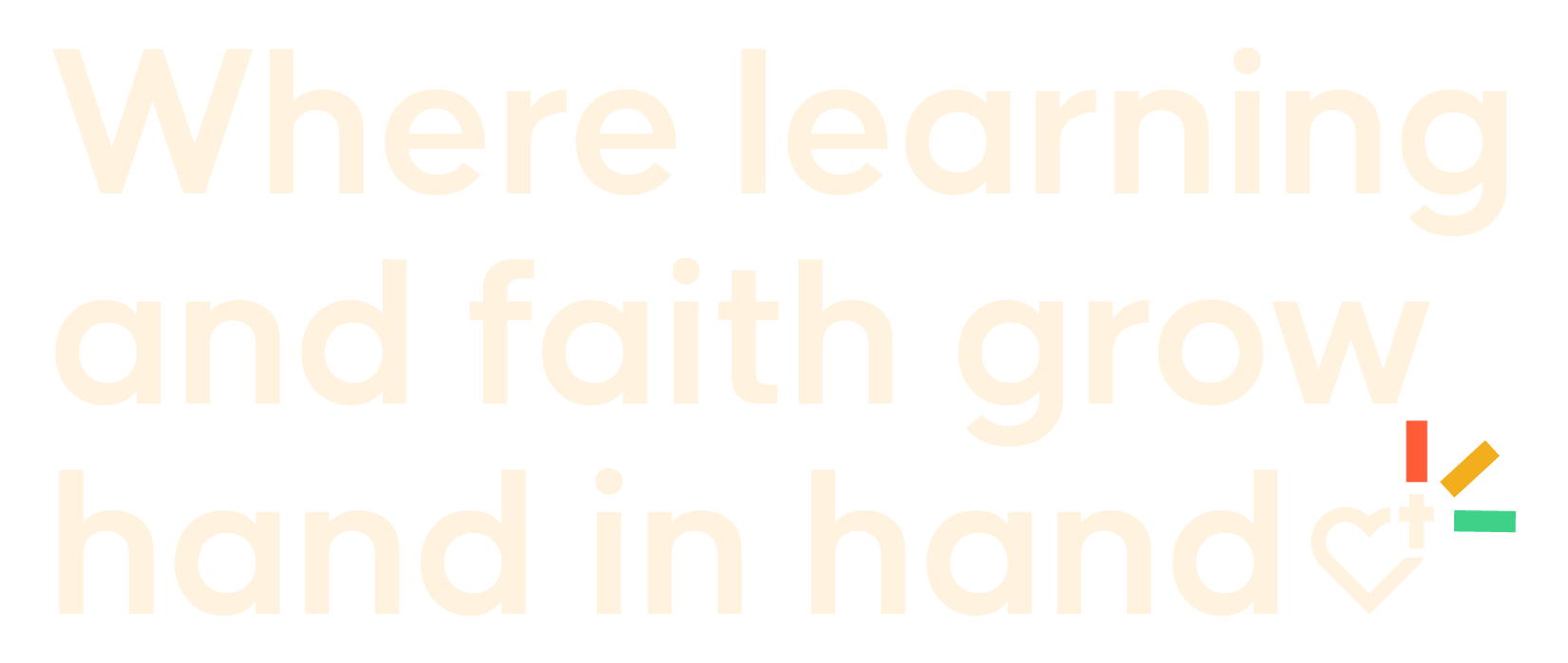 Quote: Where learning and faith grow hand in hand, with colorful checkmarks