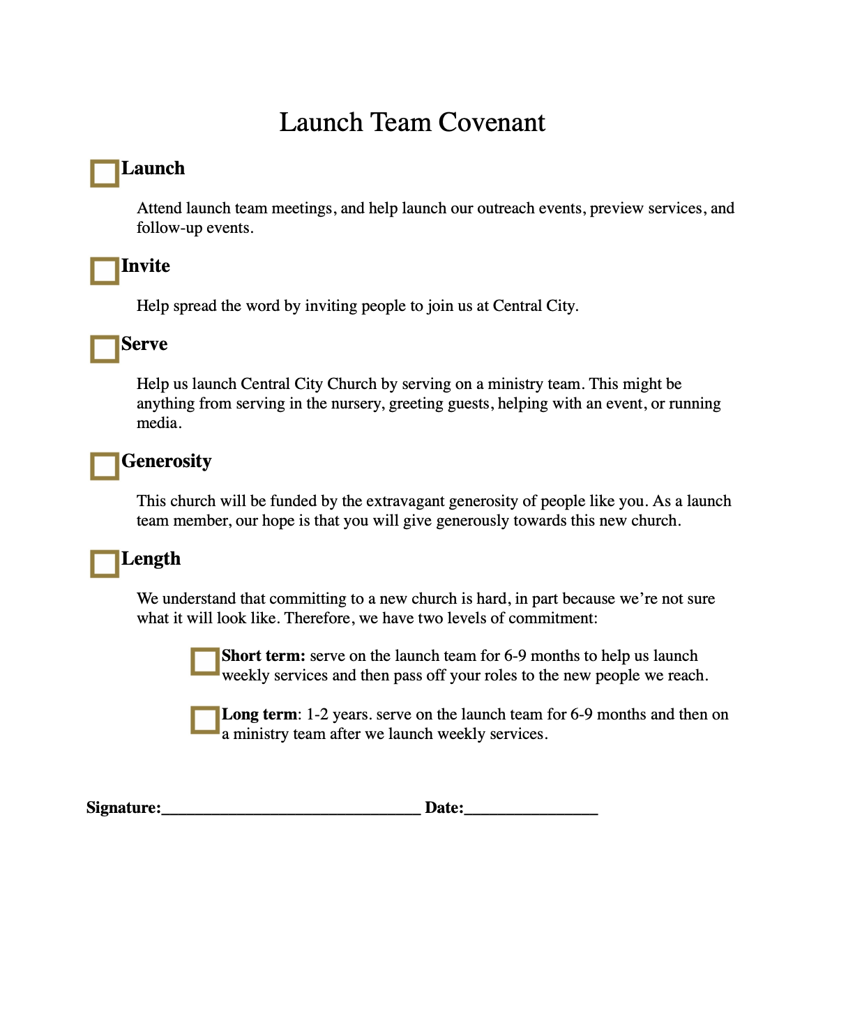Launch Team Covenant