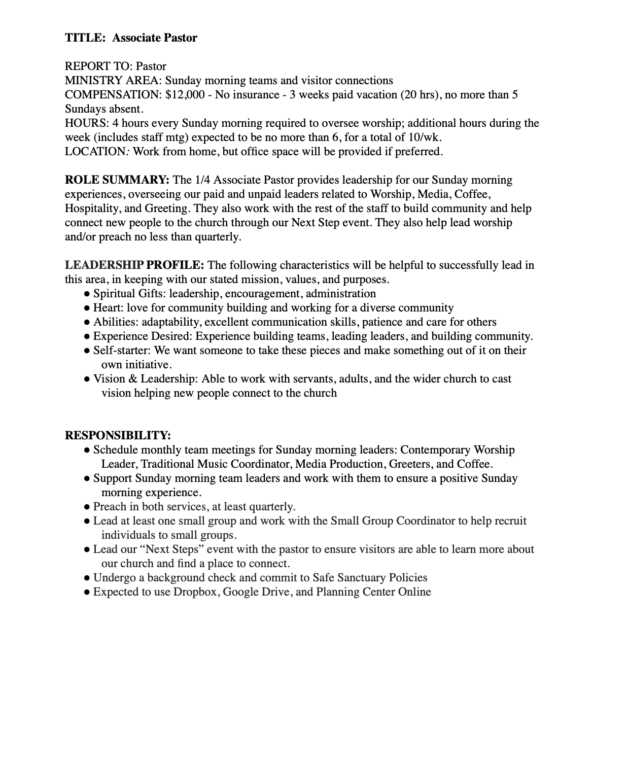 Job Descriptions