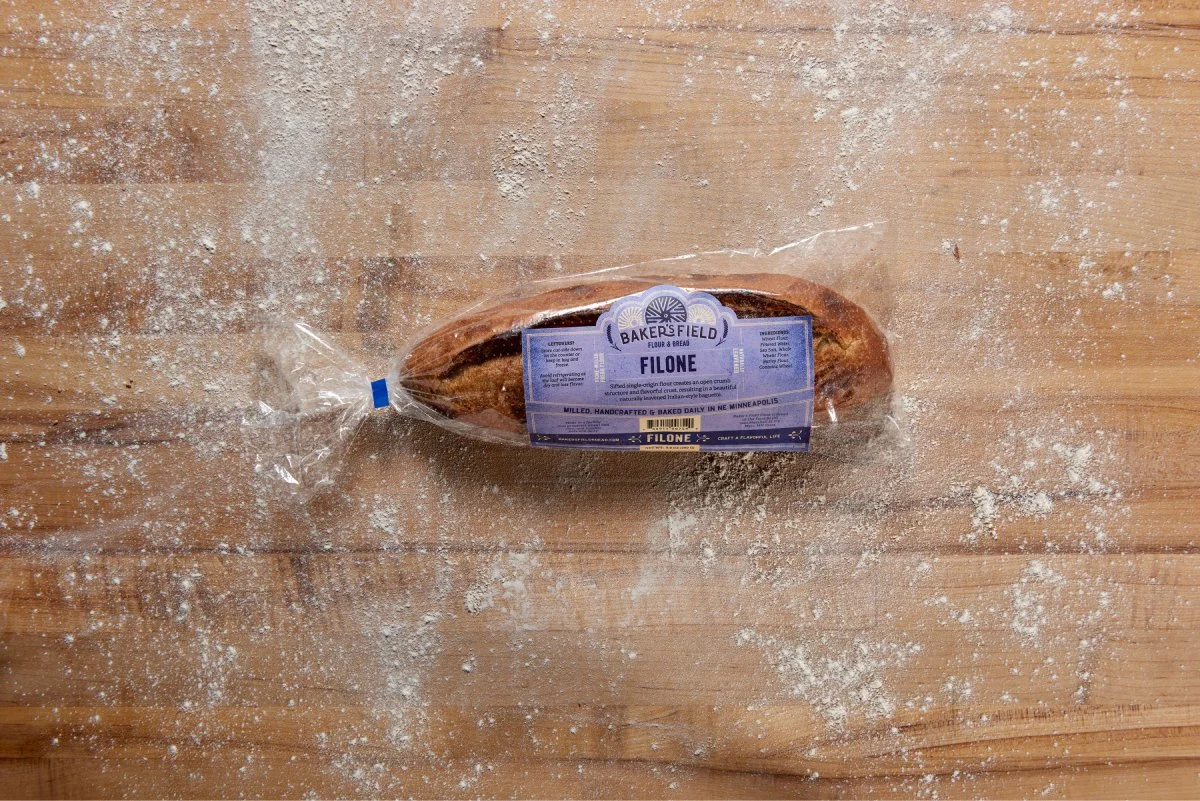 Packaged Bakers Field Flour and Bread filone