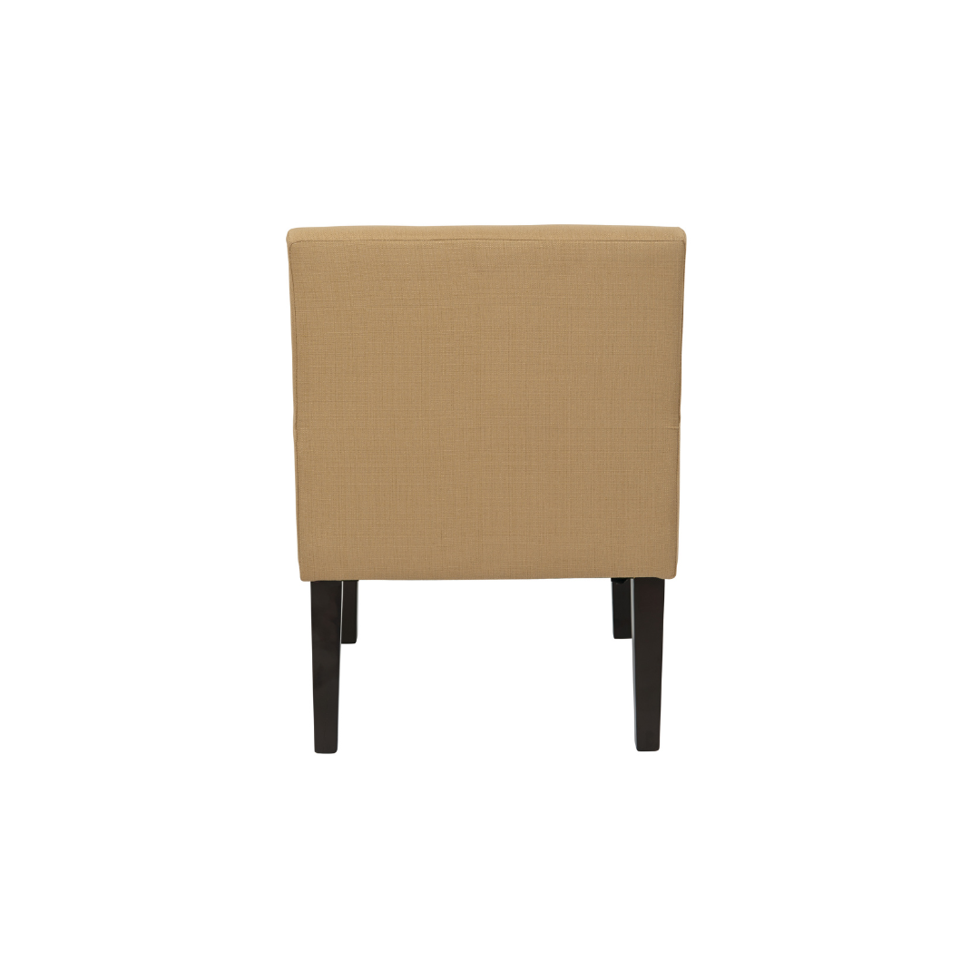 Office guest chair with high performance brown fabric and sturdy espresso legs