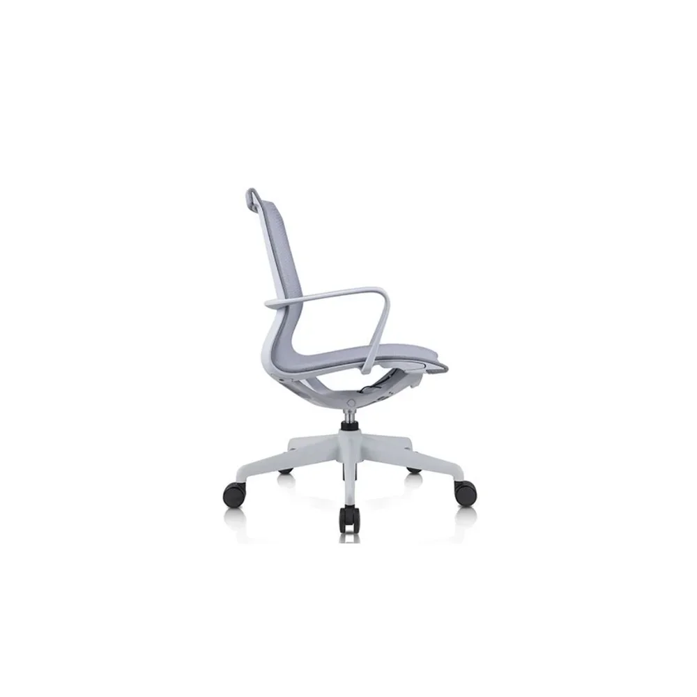 Comfortable gray mesh desk chair with wheels and adjustable height-ideal for home office or corporate workspace