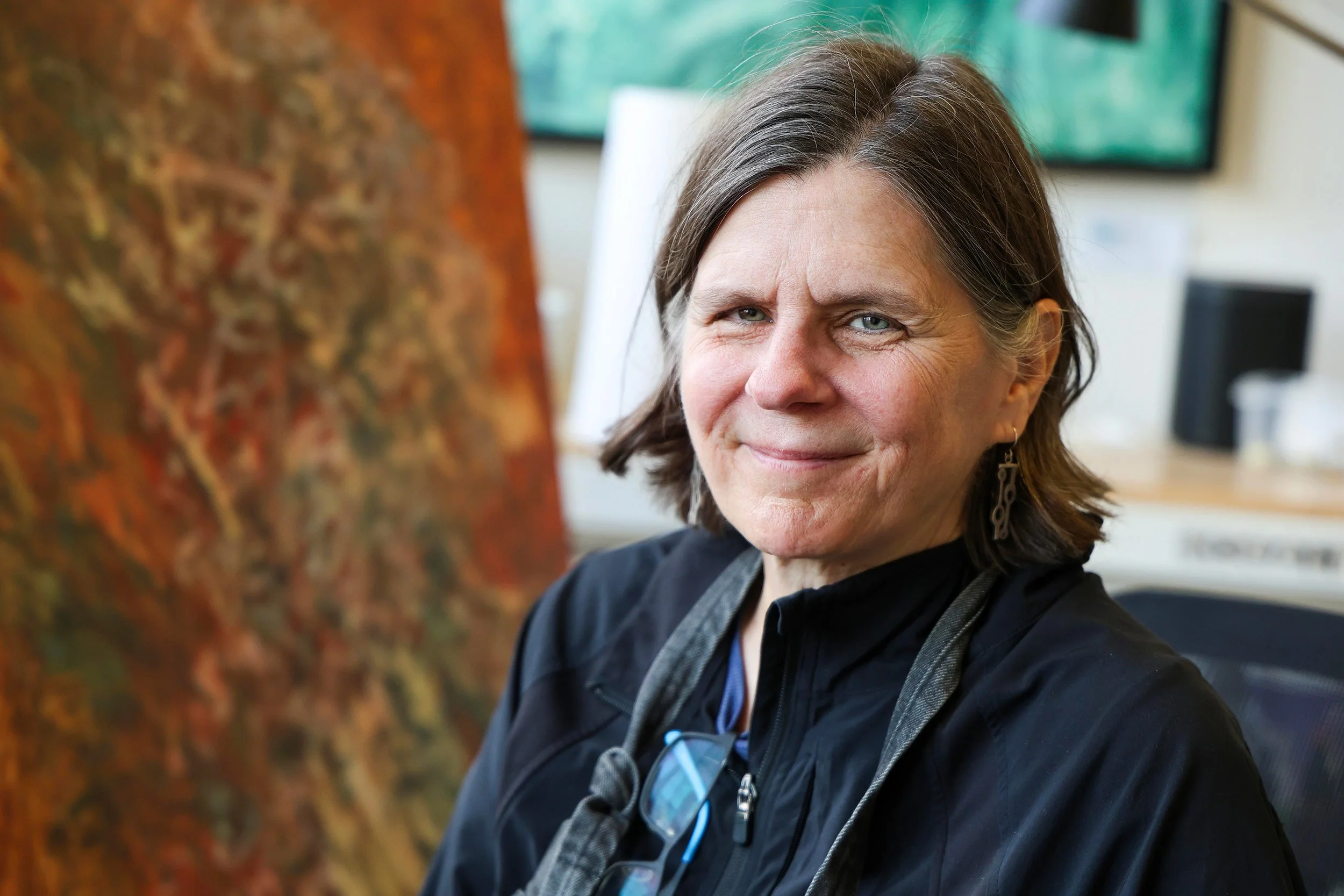 Maren Brown – the artist in her  studio.