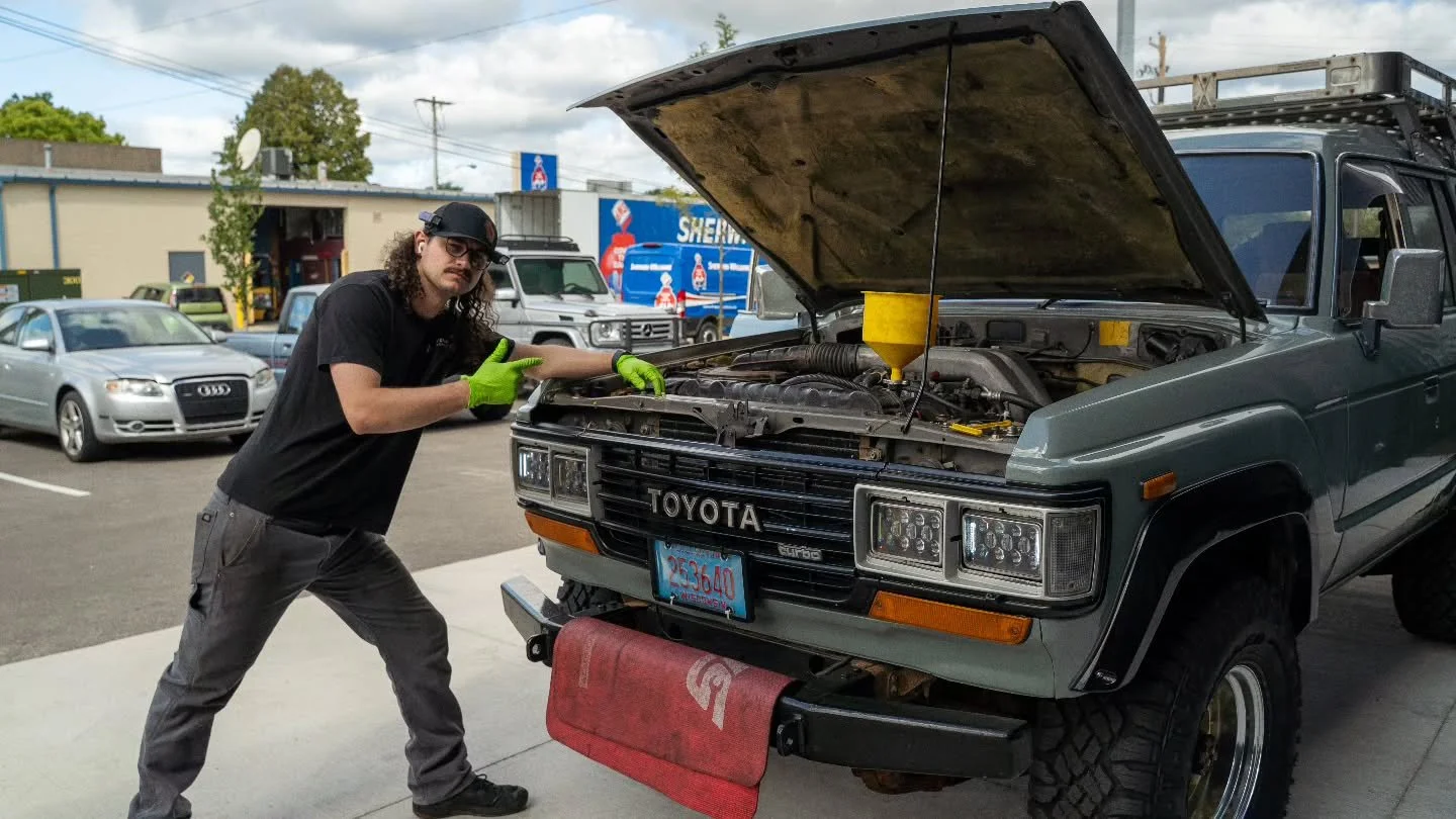 This 1987 Land Cruiser is in for a coolant leak repair and some A/C work before an upcoming cross-country trip. While we specialize in European vehicles, the team does have extensive experience when it comes to Japanese cars. If you've been strugglin
