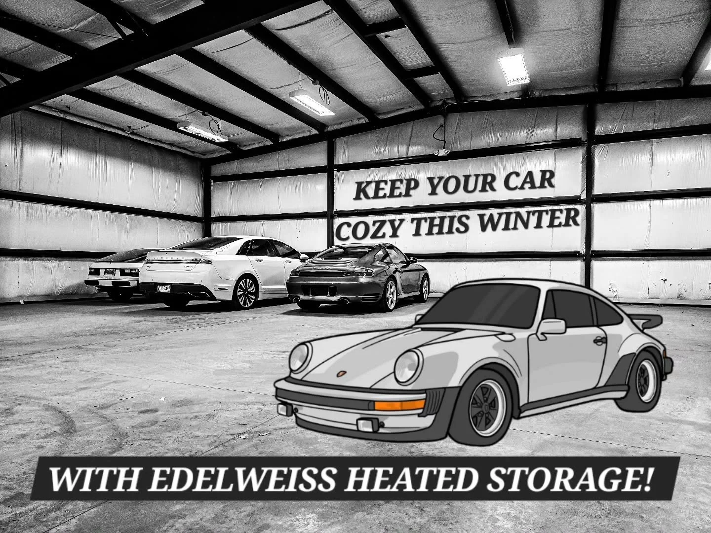 Edelweiss Autowerks is proud to announce heated vehicle storage in Madison!

We hear over and over from our clients that it is impossible to find heated storage in the area. Many of our clients revert to storing their cars far from Madison, or in unh