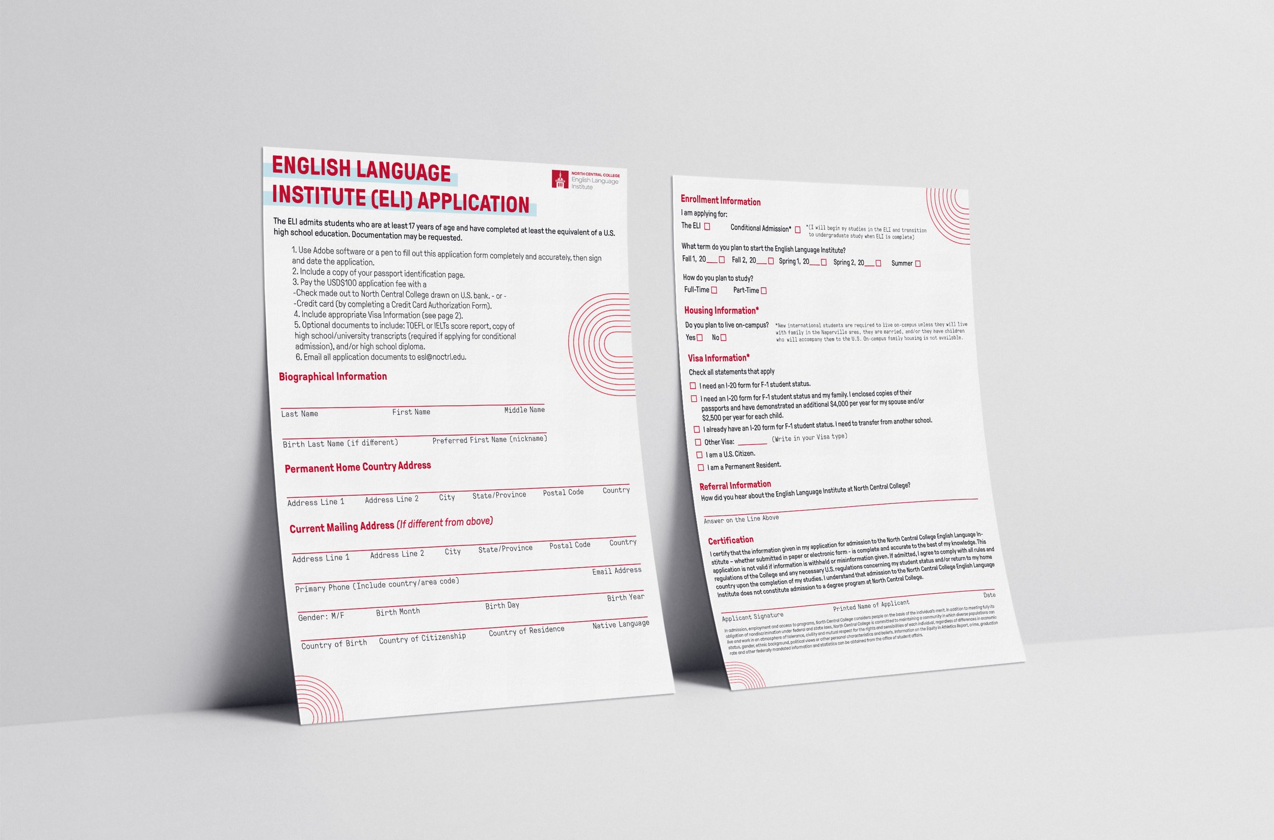 English Language Institute Application