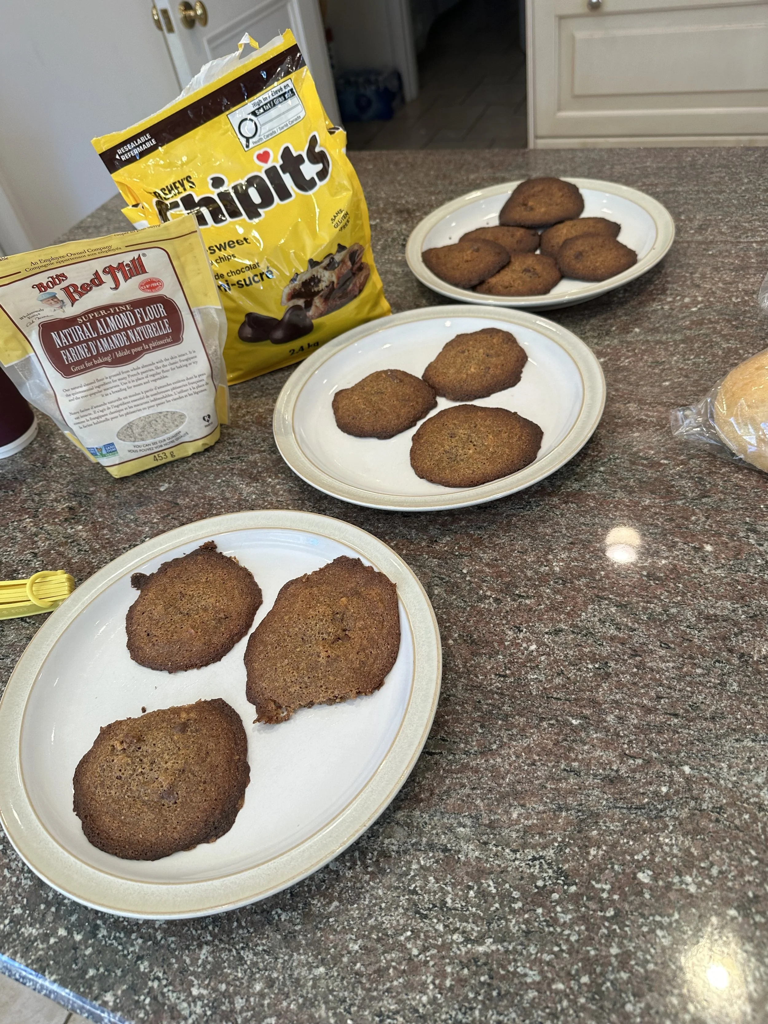 A dozen almond flour chocolate chip cookies