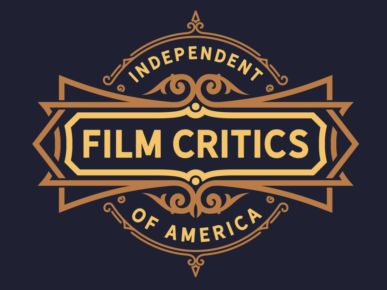 Logo for Independent Film Critics of America in gold and black with ornate decorative elements.