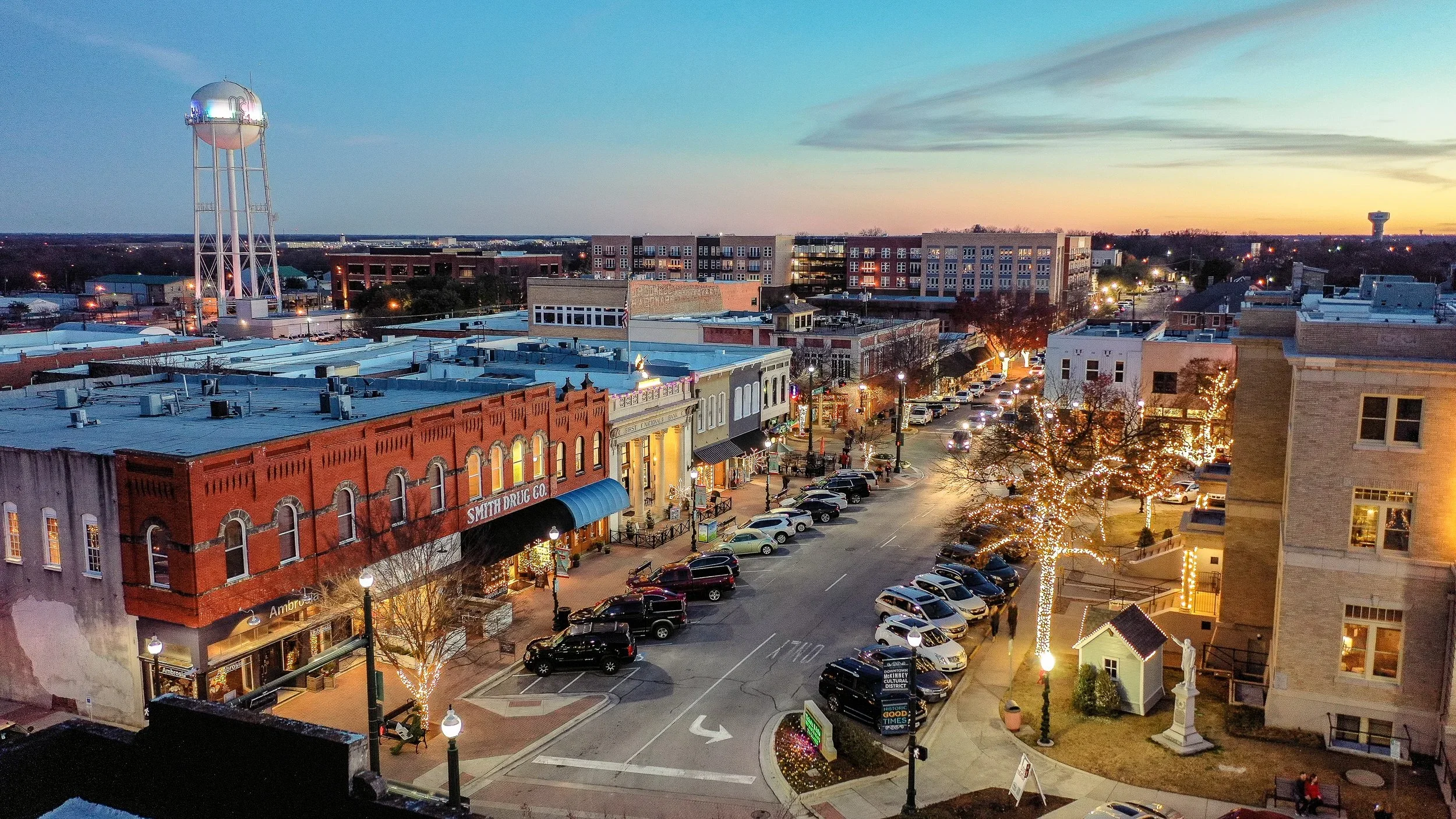 Downtown Mckinney areal view