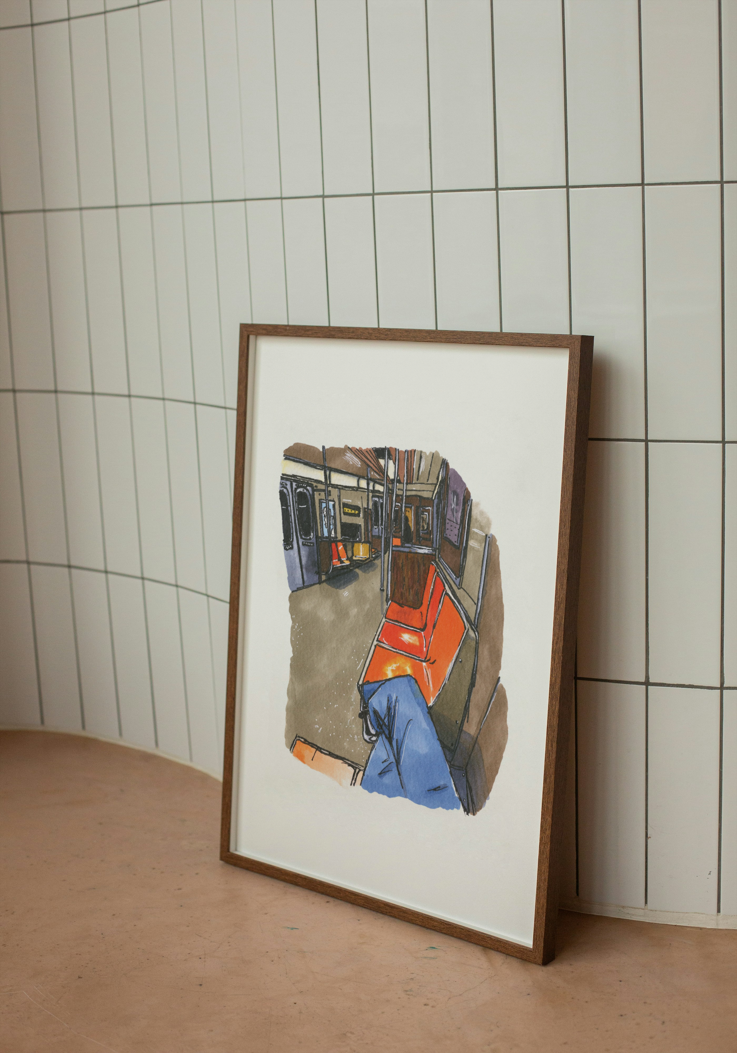 Q Train New York Art Print (A4 / 8.3 × 11.7 in)