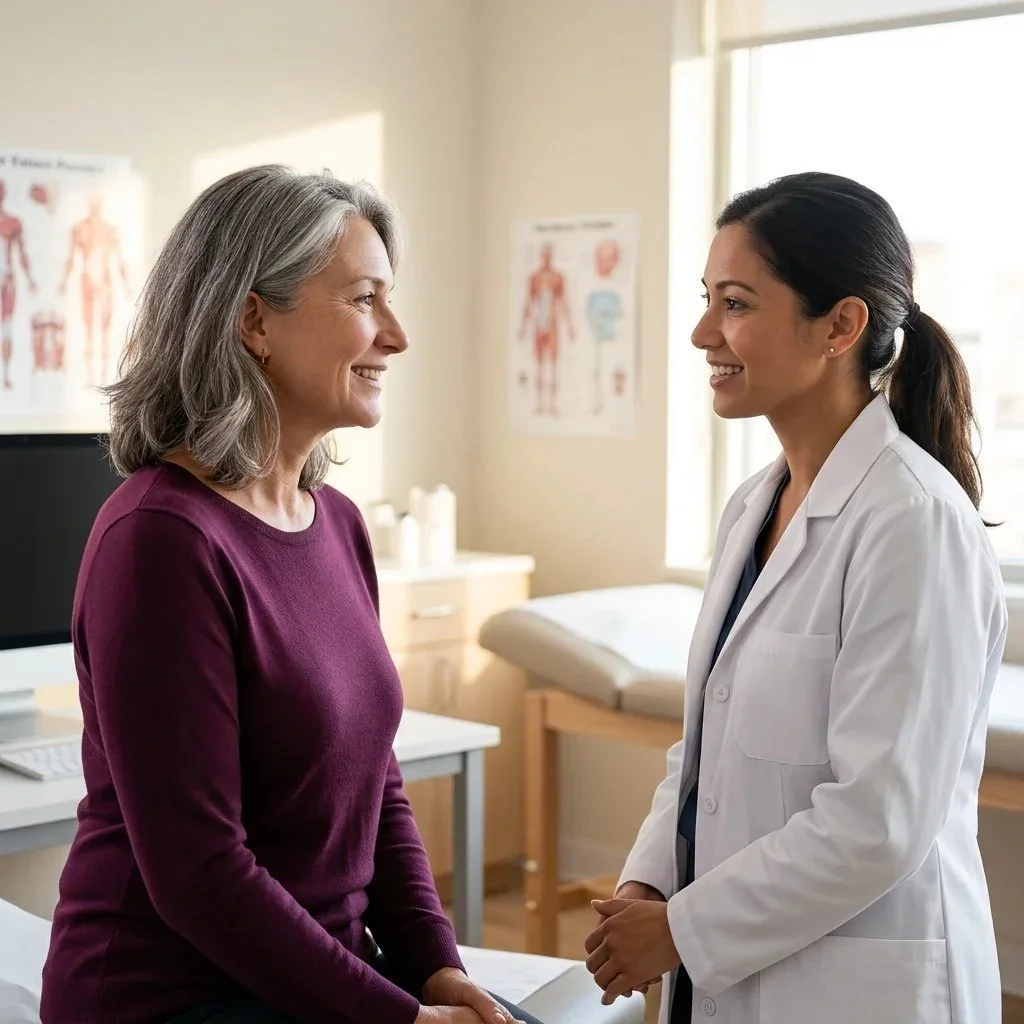 Ms.Medicine provider and patient in sexual health consultation — women's care