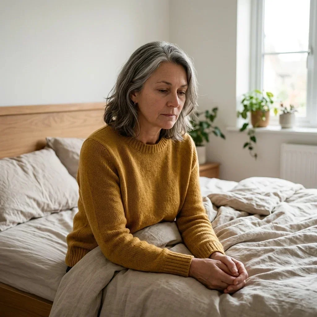 Woman in midlife experiencing sexual pain — Ms.Medicine dyspareunia and vulvodynia treatment
