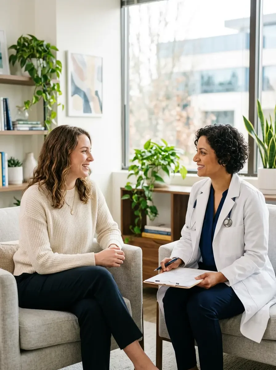Ms.Medicine provider delivering comprehensive PCOS and insulin resistance care in a personalized consultation with a woman patient