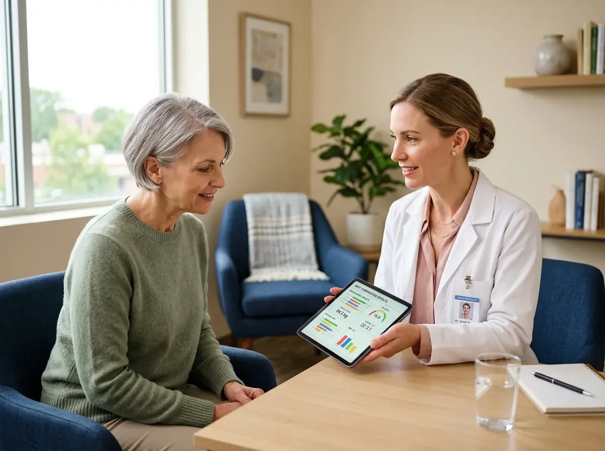 Ms.Medicine physician reviewing body composition testing results with a patient