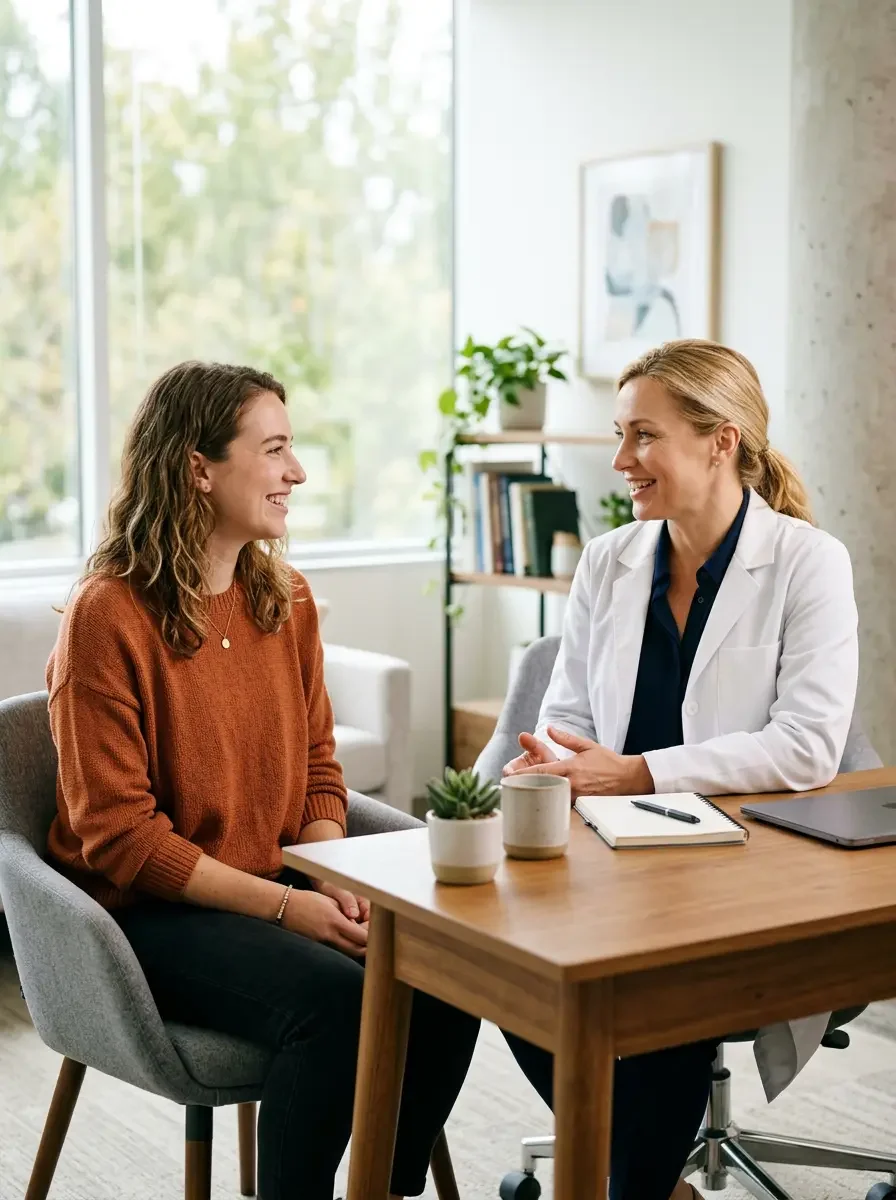 Ms.Medicine provider delivering personalized PCOS diagnosis and care in an extended consultation with a woman patient