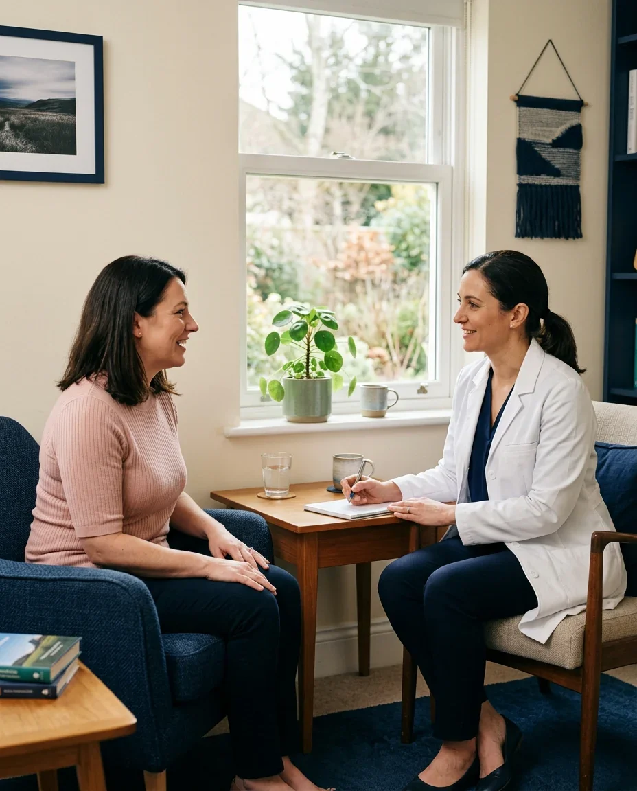 Female physician consulting with a patient about low libido treatment options, representing Ms.Medicine's thorough approach to women's sexual health