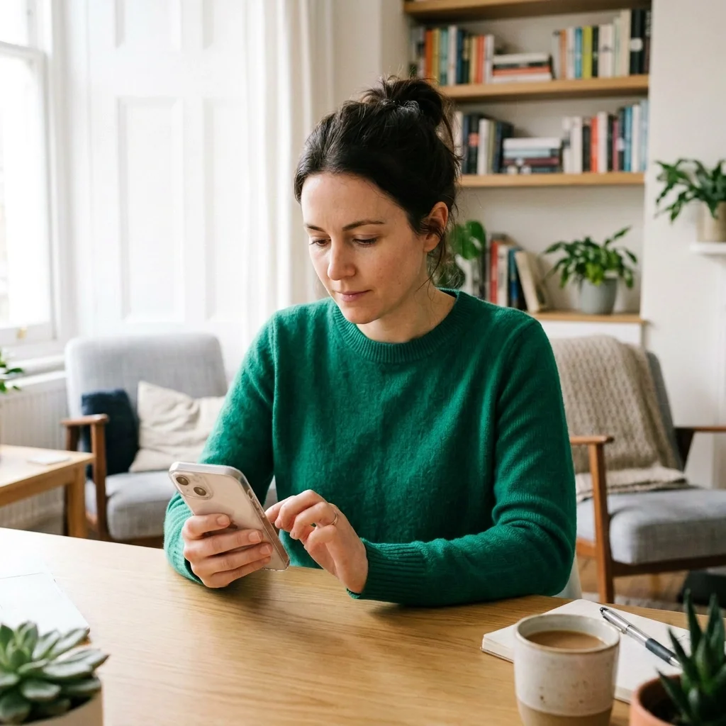 Woman tracking menstrual cycle on phone — Ms.Medicine Guide to Menstrual Health