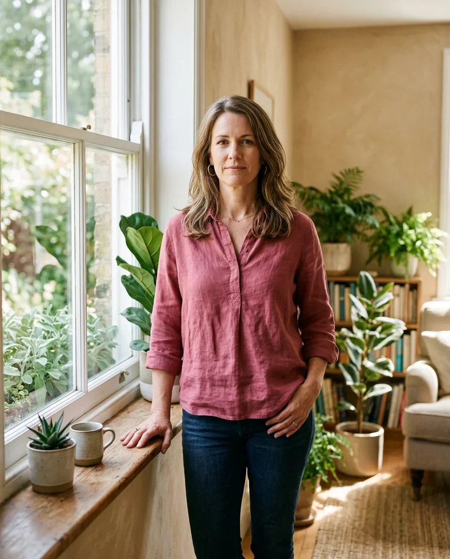 Woman standing in natural light with a calm, confident expression, representing permission and empowerment in women's sexual health conversations at Ms.Medicine