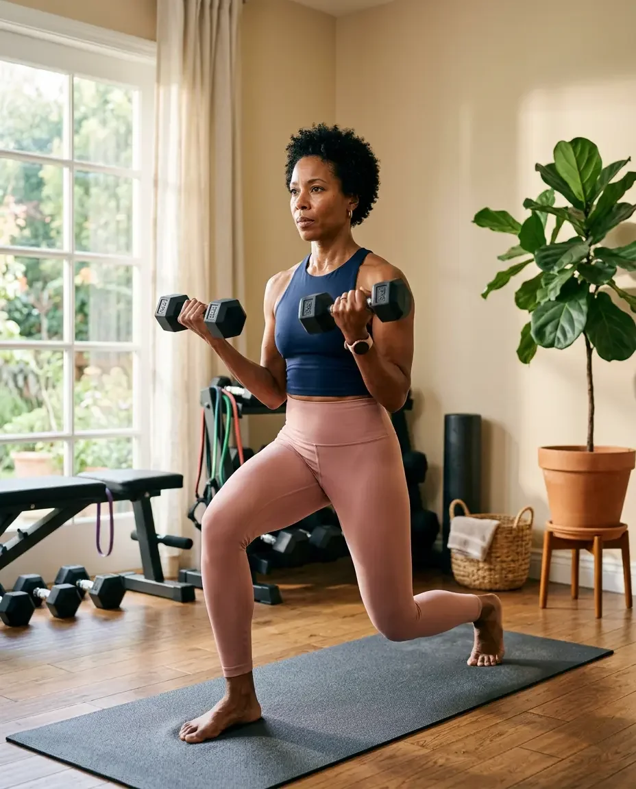 Woman doing resistance training to improve insulin sensitivity in midlife