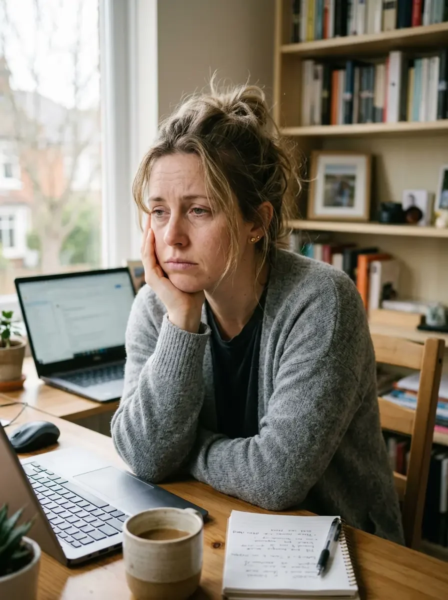 Woman experiencing PCOS brain fog and energy crashes representing overlooked insulin resistance symptoms at Ms.Medicine