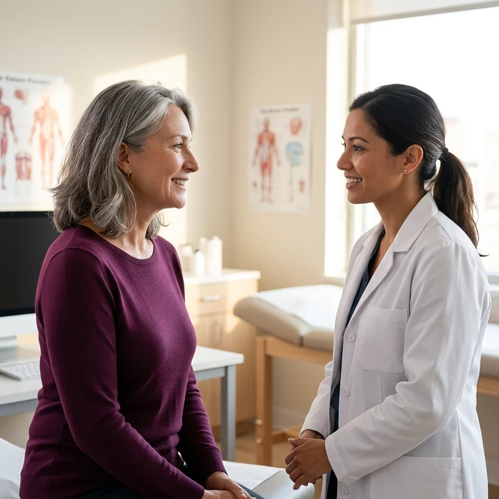 Ms.Medicine provider and patient in sexual health consultation — women's care