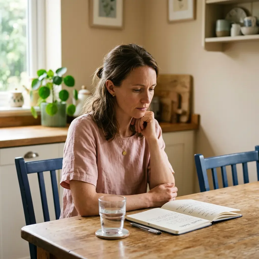 Woman reflecting on metabolic health and PMOS diagnosis — Ms.Medicine on the systemic dimensions of polyendocrine metabolic ovarian syndrome