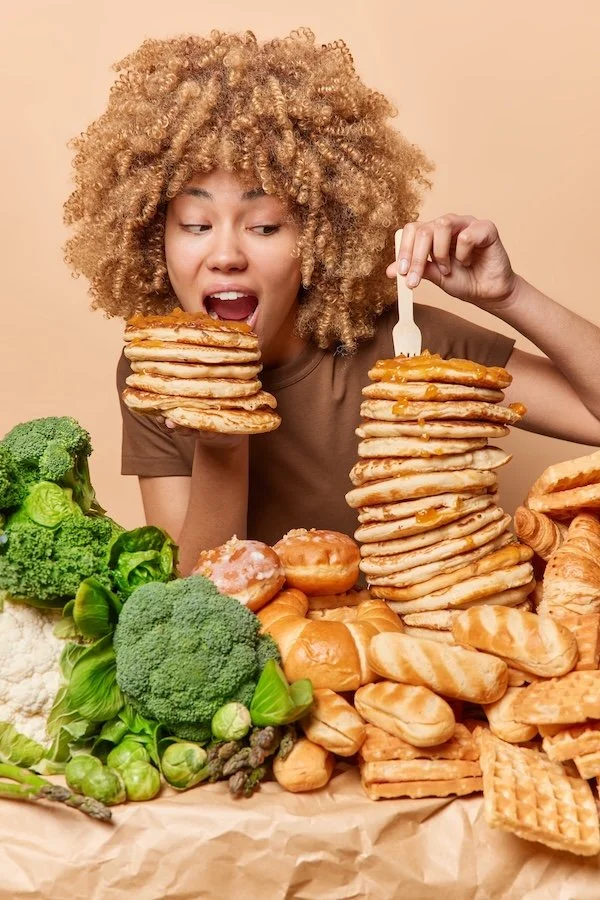 A woman with a food addiction.