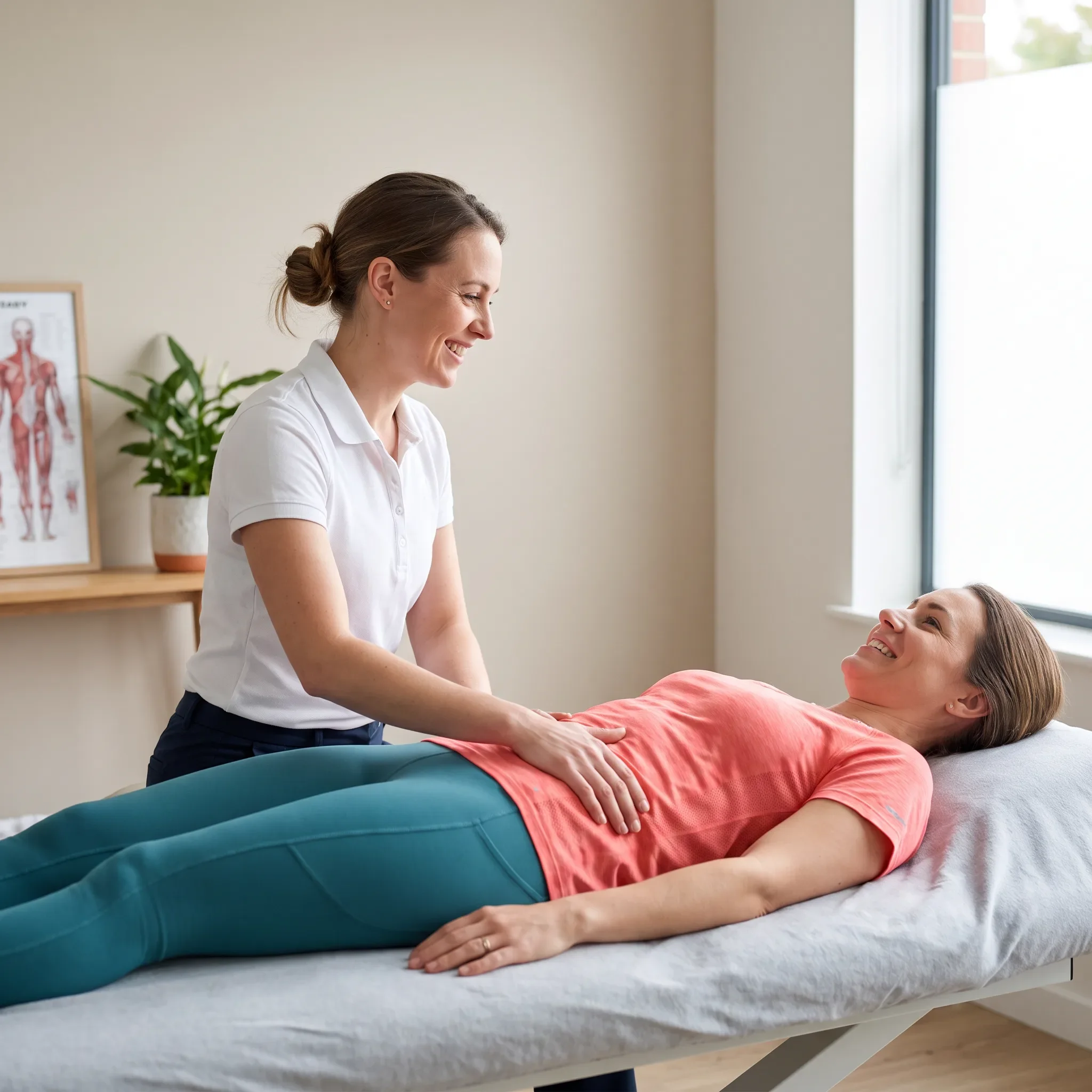 Pelvic floor therapist working with woman — menstrual health and pelvic floor care