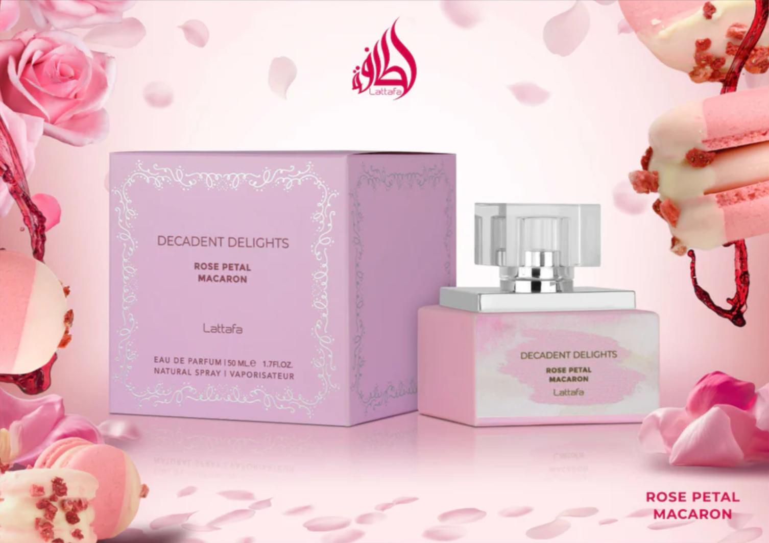 Decadent Delights Rose Petal Macaron perfume by LATTAFA 50ml/1.7fl. oz.