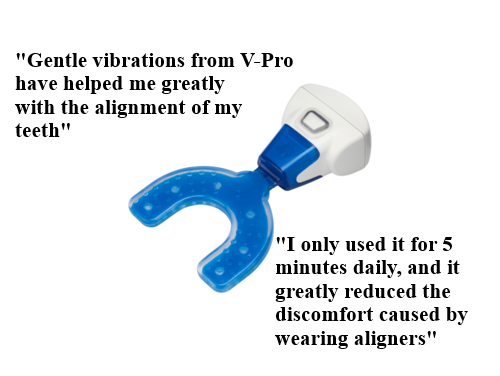 VPro - Orthodontic vibration device for accelerated tooth adjustment