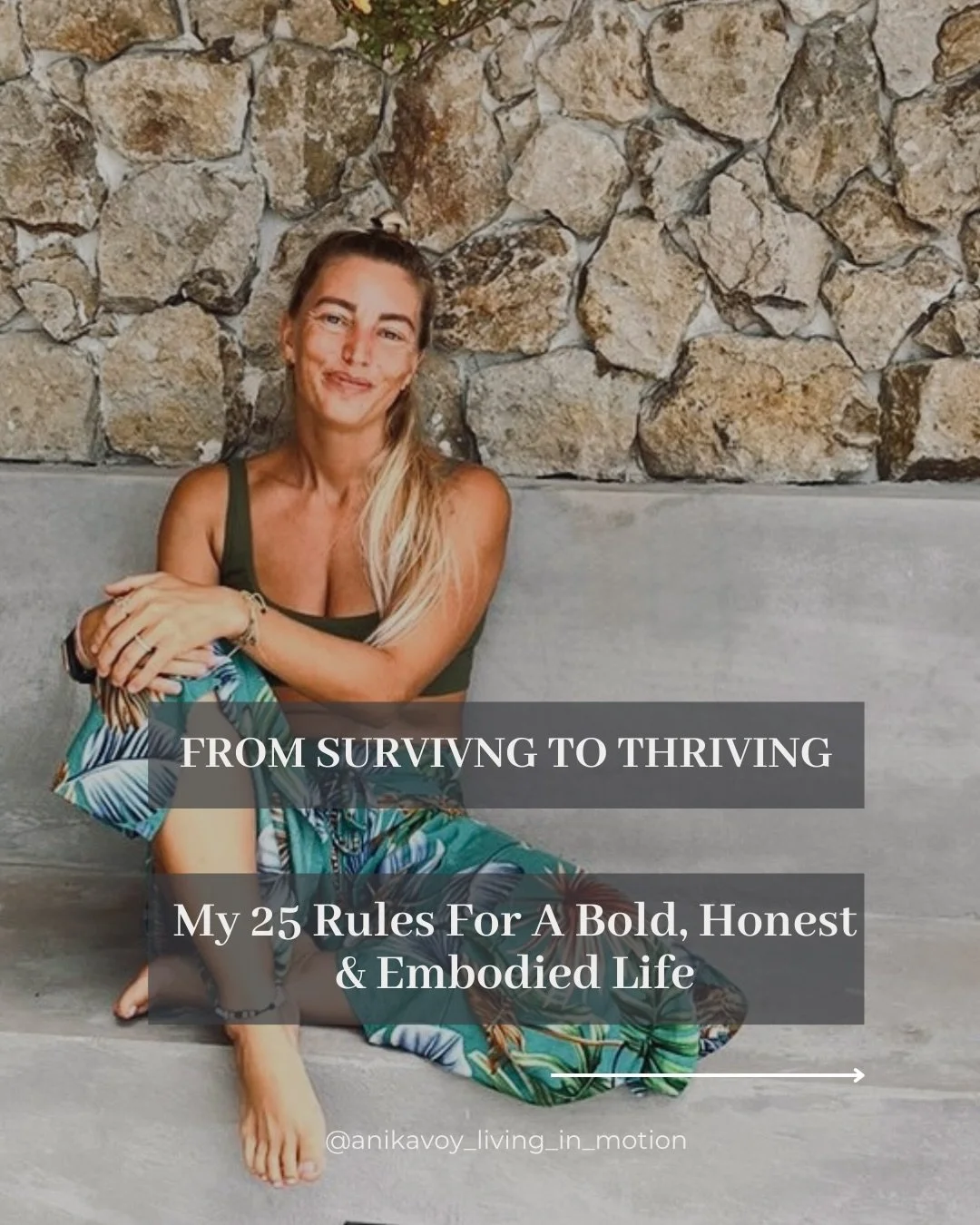 My 25 Rules for a bold, honest and embodied life ⚡️

Not concepts. Not theories.
Not fluffy words for Instagram.
But lived experiences.
 Guidelines that shaped me, stretched me, challenged me, broke me open, and rebuilt me into the woman I am today. 