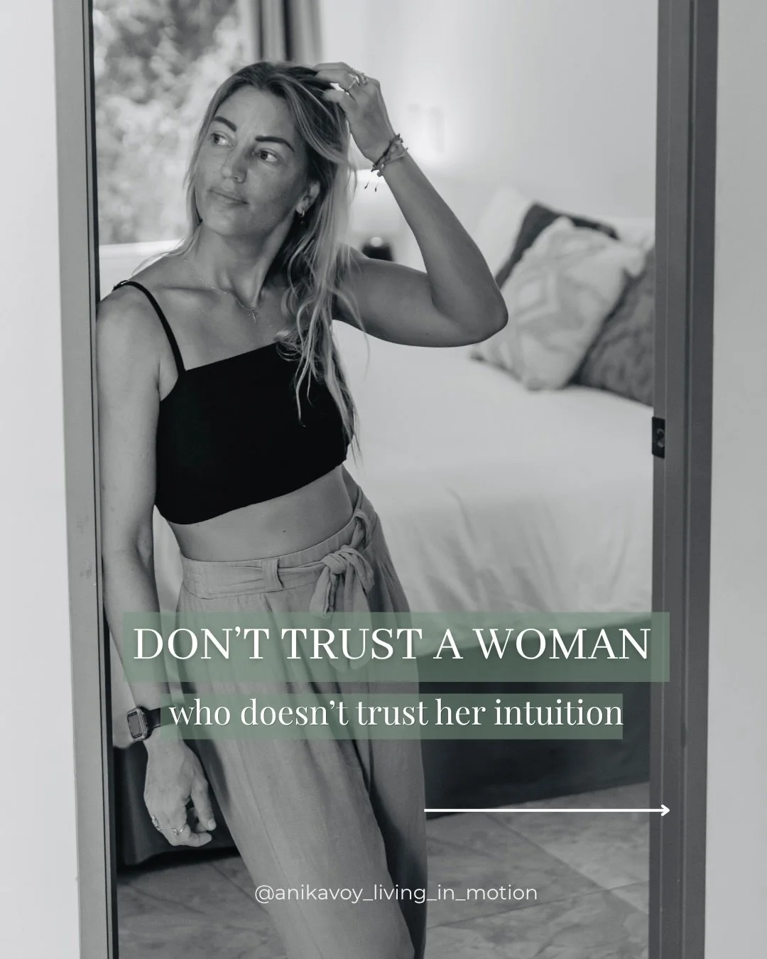 A woman who doesn&rsquo;t trust her body will never fully trust you.

Because she doesn&rsquo;t even trust herself.
She will second-guess her intuition. Override her inner voice. And shape-shift to be liked, chosen, accepted.
She reads the room inste