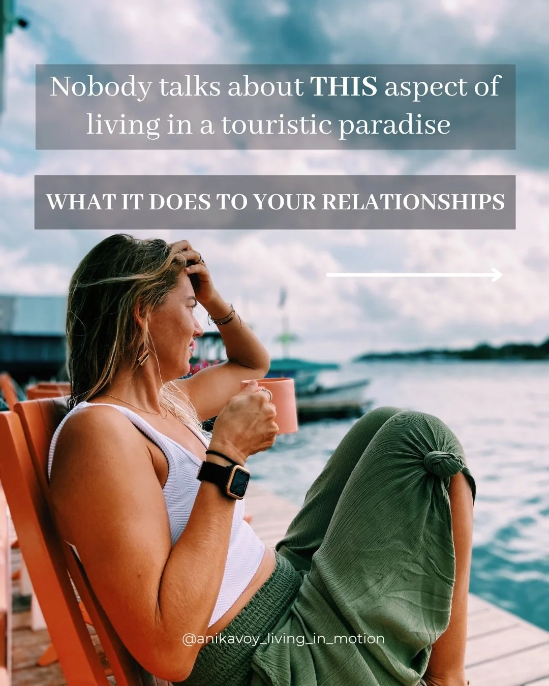 Nobody talks about what living in a tourist paradise does to your relationships.

7 years ago, I chose a life that felt bigger than what I knew. A move that asked for courage &amp; gave me so more than I could have imagined.

Living in a place like t