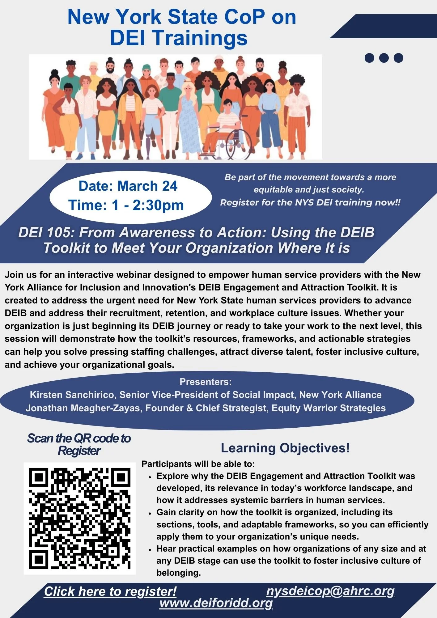 NYSDEICoP TRAININGS - DEI 105: From Awareness to Action: Using the DEIB Toolkit to Meet Your Organization Where It is