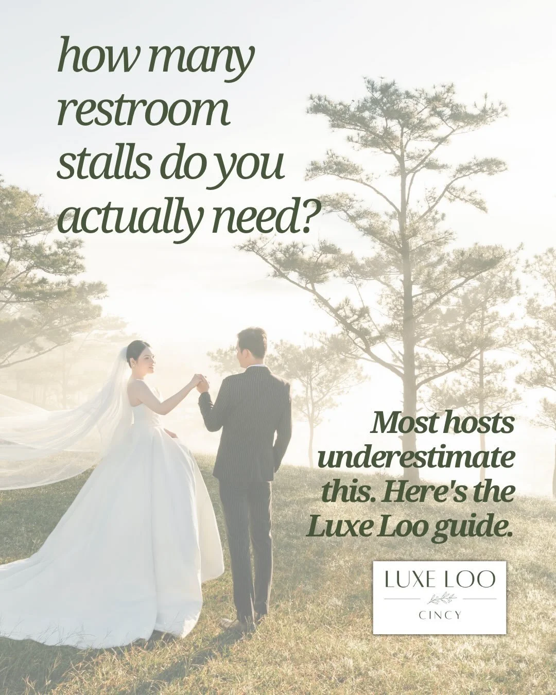 Swipe before you book anything.

Here&rsquo;s the Luxe Loo sizing guide &mdash; the real one, not the generic &ldquo;1 stall per 50 guests&rdquo; math you&rsquo;ll find everywhere else.

Our baseline:
&mdash; Up to 150 guests: 2-stall trailer
&mdash;