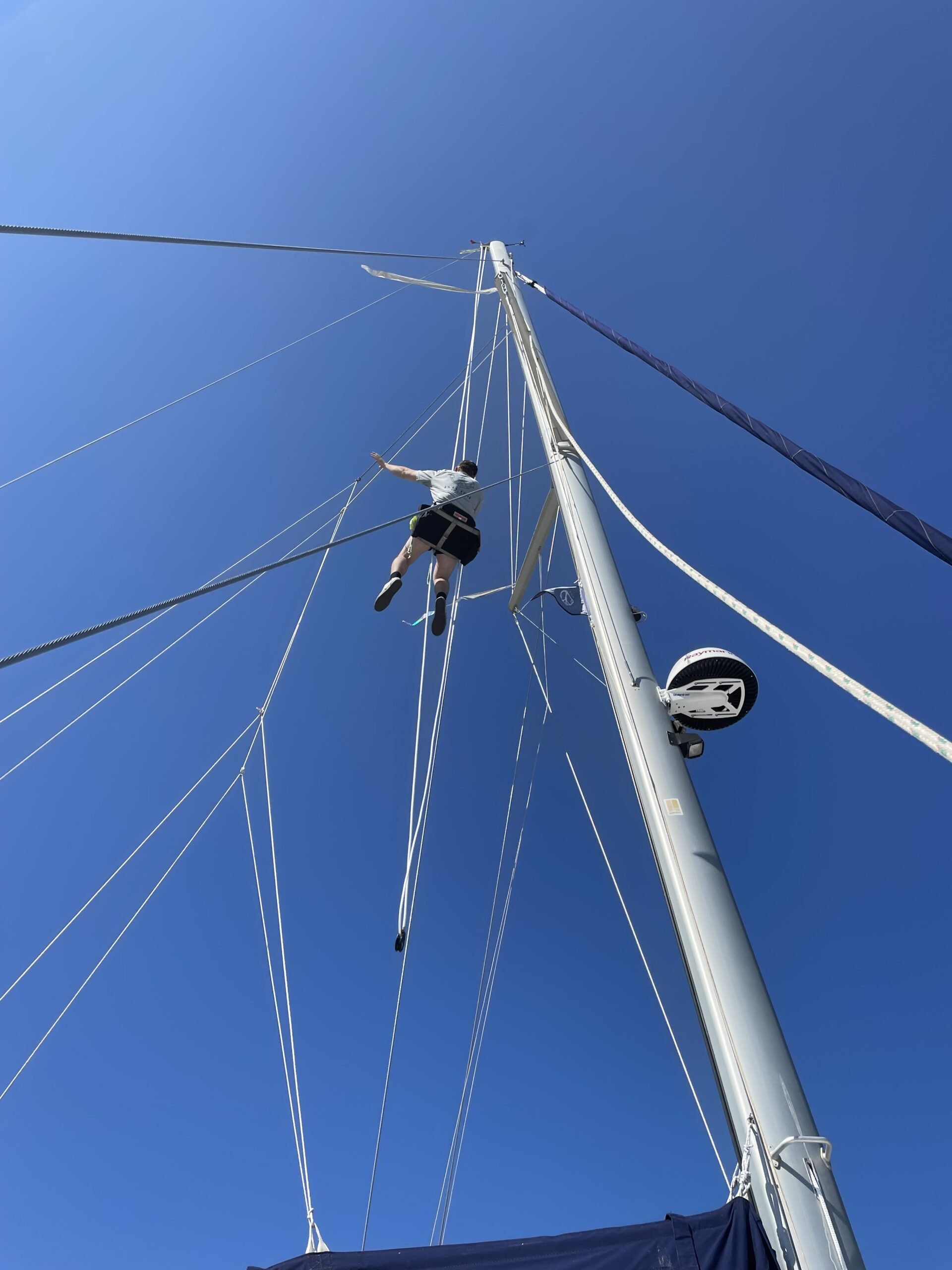 standing rigging with man aloft
