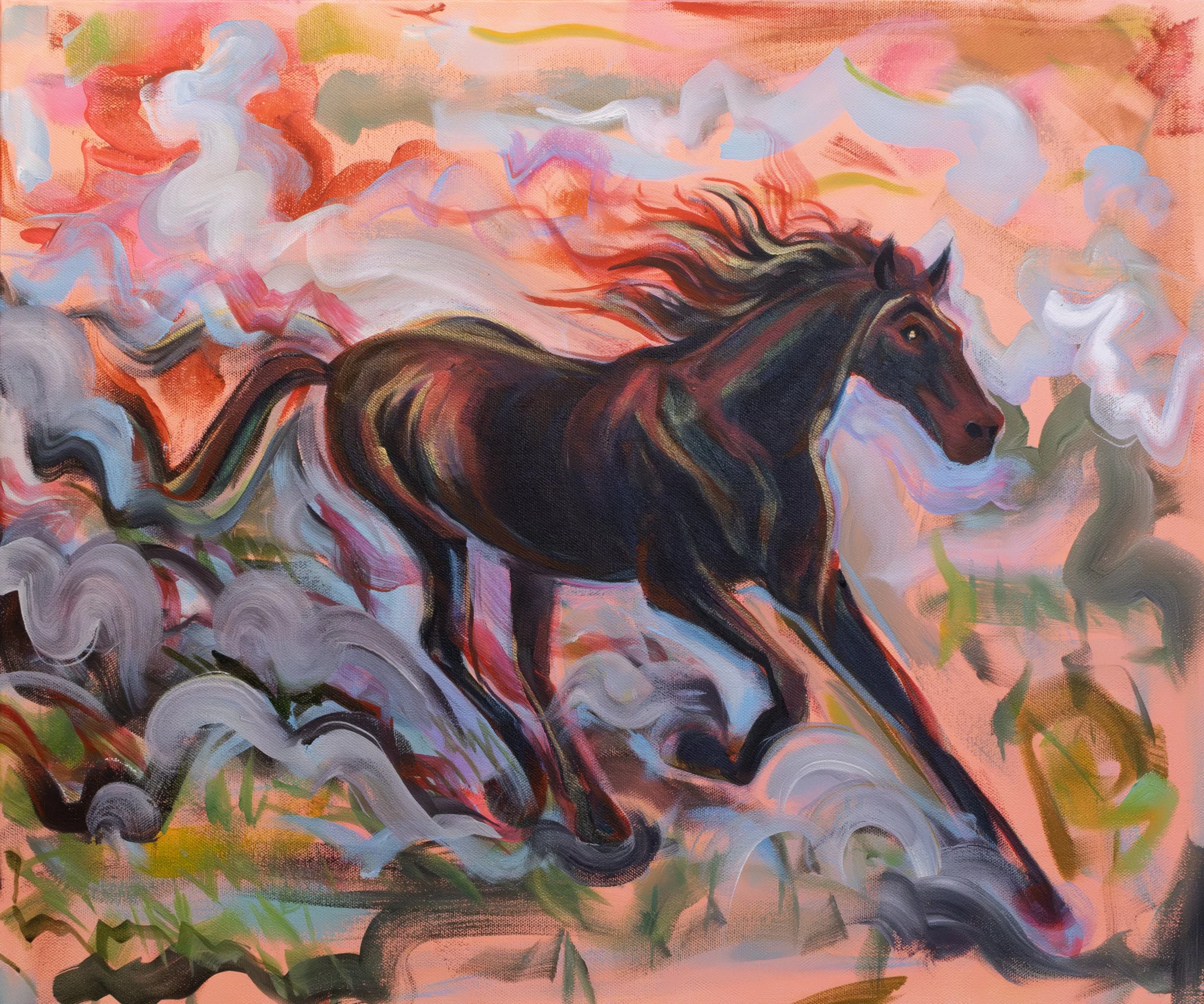 Fire Horse, 2026, 24 × 18 inches, acrylic paint on canvas $320